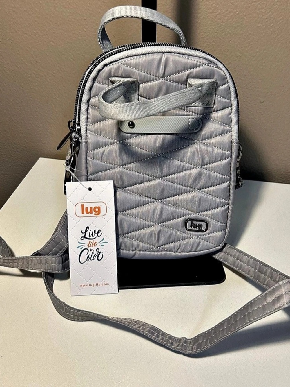 NWT Lug Small Crossbody Top Handles Jetty LE Gray Travel Nylon Lightweight